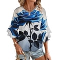 thumbnail image 1 of Blue Rose Romantic Women's V-Neck Blouse With 3/4 Ruffled Bell Sleeves Casual Top Ladies Blouses, 1 of 7