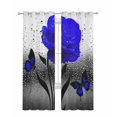 thumbnail image 1 of Blue Rose Sheer Curtains 63 Inch Length 2 Panels Set for Living Room/Bedroom, Flower Raindrops Butterfly Grey Art Kitchen Curtains Grommet Semi-Sheer Curtains Drapes Voile Window Treatments 42"x63"x2, 1 of 7