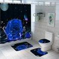 thumbnail image 1 of Blue Rose Shower Curtain Set Dewy Floral Valentine's Day Bathroom Bathtub Curtains Non-slip Flower Rug Bath Mat Toilet Lid Cover, 1 of 5