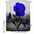 thumbnail image 1 of Blue Rose Shower Curtain, Waterproof Shower Curtains for Bathroom, Flower Raindrops Butterfly Grey Art Washable Fabric Bathtub Curtain Set Bath Decor with 12 Hooks Extra Long 72"x96", 1 of 8