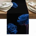 thumbnail image 1 of Blue Rose Table Runner - 36 Inch Long, Kitchen Dining Table Runner Dresser Scarves, Vintage Abstract Garden Flower Floral Black Farmhouse Decor for Coffee Tables Wedding Party Banquet, 1 of 8