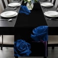 thumbnail image 1 of Blue Rose Table Runner 36 Inches Long, Vintage Abstract Garden Flower Floral Black Kitchen Coffee Dining Table Decoration for Home Party Birthday Wedding Home Decor 13x36 Inches, 1 of 8