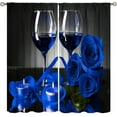 thumbnail image 1 of Blue Rose Wine Curtains Romantic 3D Rose Wine Glass Blossom Floral Flower Petals Valentines Curtain with Rod Pocket for Bedroom Living Room Drapes Window Treatments 2 Panels Set 84x84in, 1 of 6
