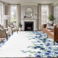 thumbnail image 1 of Blue Roses Area Rugs 8'x10', Washable Small Throw Rugs for Living Room Patio, Spring Floral Elegant Pastoral Flowers Botanical Indoor Outdoor Rug Non-Slip Low Pile Carpet Runner Reversible Floor Mats, 1 of 8