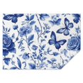 thumbnail image 1 of Blue Roses and Butterflies Pattern Rectangle Tablecloth 60"x84",Waterproof Polyester Rectangle Table Cloth, Wipeable Spillproof Polyester Tablecloth for Dining, Camping, Indoor and Outdoor, 1 of 5