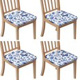 thumbnail image 1 of Blue Roses and Butterflies Pattern Seat Covers for Dining Room Chairs Set Of 4,Stretch Printed Washable Chair Seat Cover with Elastic Ties and Button,Removable Waterproof Couch Cushion Covers, 1 of 6