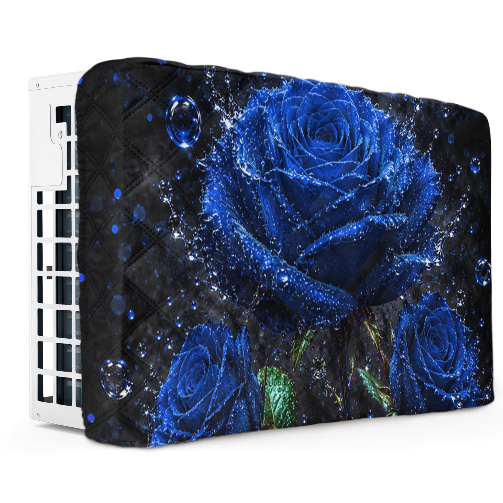Windows Black Blue Roses Indoor Air Conditioner Cover, Spring Floral Elegant Green ...