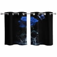 thumbnail image 1 of Blue Roses Kitchen Curtains Small Short 39 Inch Length, Modern Art Splash Flowers Butterfly Grommet Top Bedroom Living Room Curtains, Light Filtering Cafe Curtain Drapes 2 Panels Set 55''x39'', 1 of 9