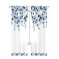 thumbnail image 1 of Blue Roses Sheer Curtains 63 Inch Length 2 Panels Set for Living Room/Bedroom, Spring Floral Elegant Pastoral Flowers Botanical Kitchen Curtains Grommet Curtains Window Treatments 42"x63"x2, 1 of 7