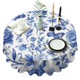 thumbnail image 1 of Blue Roses and Butterflies Pattern Round Tablecloth 60" X 60",Wrinkle Wipeable Table Cloth for Kitchen Dining Room Picnic Patio Party, 1 of 6
