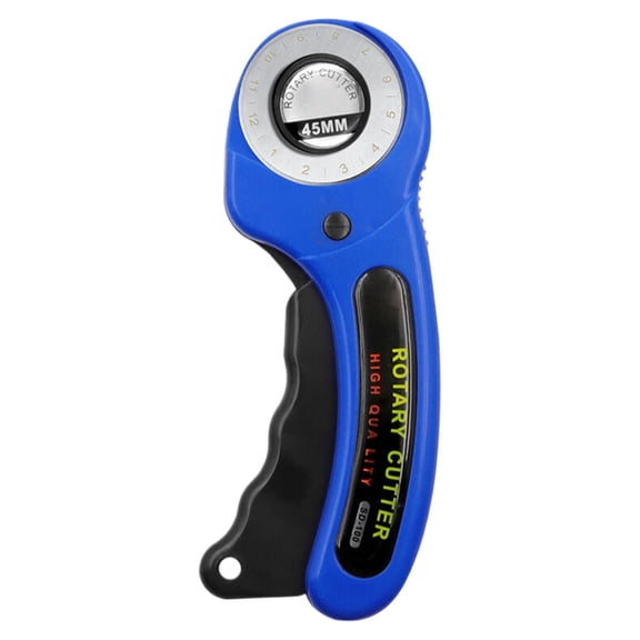 Blue Rotary Cutter for Fabric, Round Wheel Cutter with Safety Lock for Quilting Sewing, Ergonomic Craft Tool for Leather Paper, 1Pcs