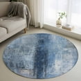 thumbnail image 1 of Blue Round Area Rug 3.3 FT, Non Slip Small Entryway Kitchen Mat, Retro Oil Painting Modern Abstract Art Aesthetics Washable Soft Circular Rug Non-Shedding Door Mat for Bathroom Playroom Kids Room, 1 of 9