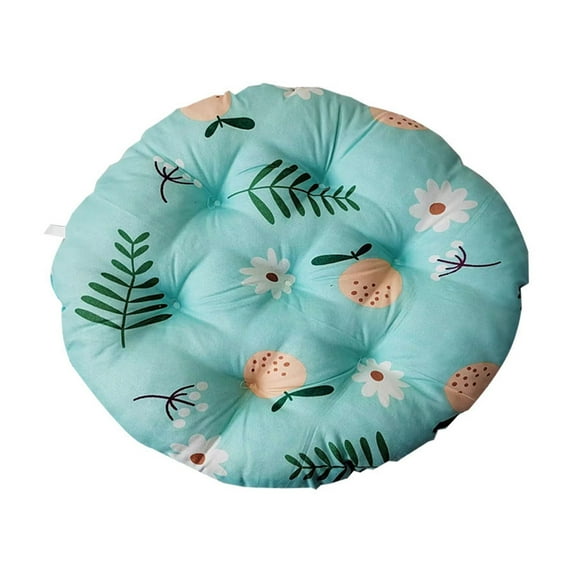 Blue Round Memory Foam Cushion 16/18 Inch Thick Chair Pad for Patio Dining, Non-Slip Floor Pillow Multi-Use