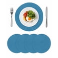 thumbnail image 1 of Blue Round Placemats Set of 4 for Dinning Tables, Heat-proof Braided Table Mats 13 Inch, Modern Pure Wave Ride Washable Place Mat for Kitchen Restaurant Party Decor Supplies Table Setting, 1 of 9
