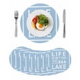 thumbnail image 1 of Blue Round Placemats Set of 8 for Dinning Tables,Heat-proof Braided Table Mats 15 Inch,Mountain Forest Tree Life Is Better at The Lake Washable Place Mat for Kitchen Restaurant Party Table Decor, 1 of 9