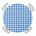thumbnail image 1 of Blue Round Tablecloth for 36-44 Inch Tables,Fitted Table Cover with Elastic Edge,Country French Rustic Buffalo Plaid Modern Art Waterproof Outdoor Table Cloth Protector for Patio Garden Dinner Picnic, 1 of 9