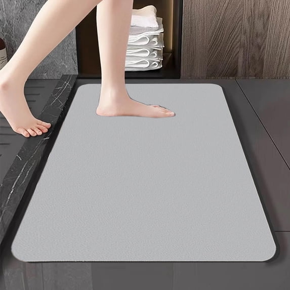Blue Rubber Bath Mat 16"x24", Super Absorbent Quick Dry Non-Slip Bathroom Floor Rug, Washable Stain Resistant Shower Mat for Bathtub & Bathroom,Gray