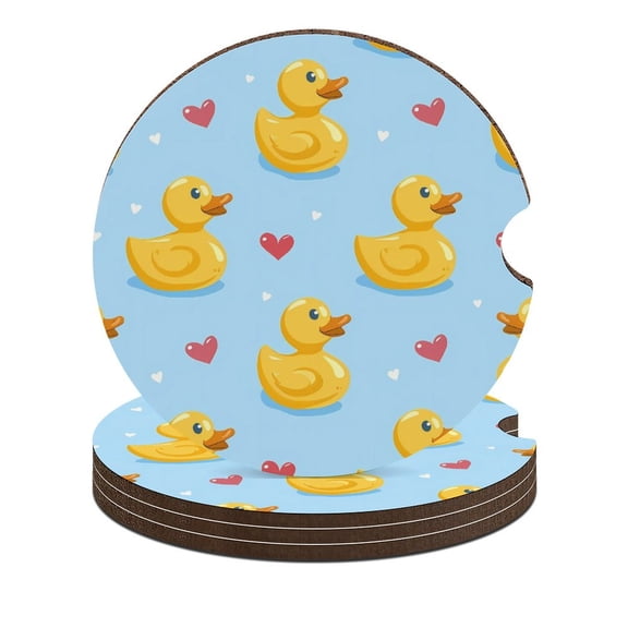 Blue Rubber Ducky Car Coasters for Drinks with A Finger Notch for Easy Removal Cup Holder Coaster Cup Mat Car Interior Accessories 4PCS