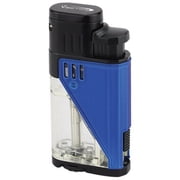 Blue Rubber Matte Vector Twister Dual Flame Jet Torch Cigar Butane Lighter 9311