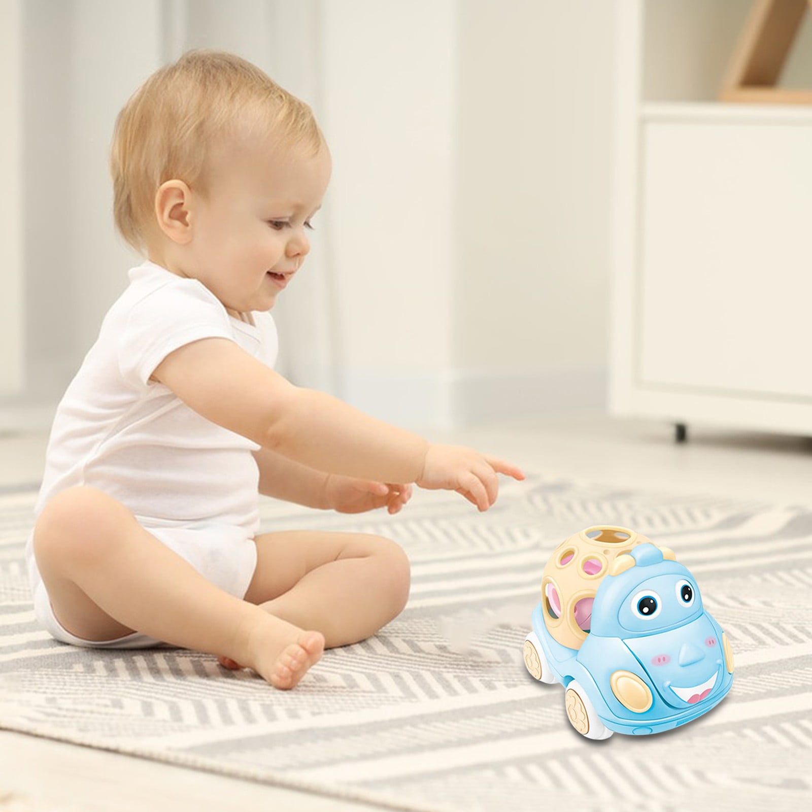 Blue Rubber Rattlesnake Toy for Kids, Soft Chewable Stretchy Sensory ...