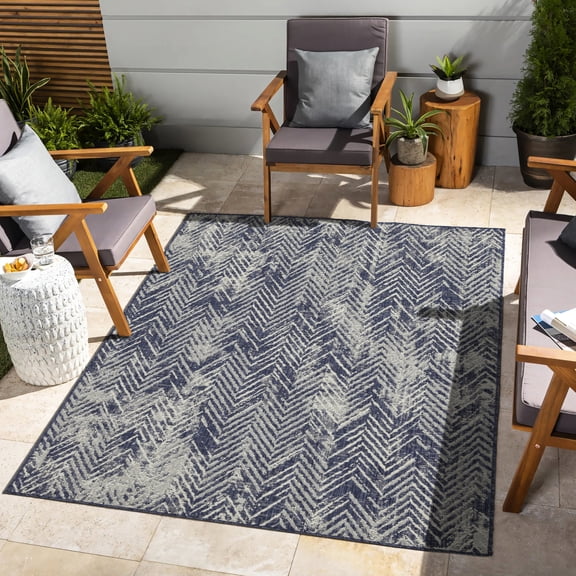 Blue Rug of Polypropylene - Stain Resistant Feature - Cozy Indoor Areas - Long - lasting Decoration