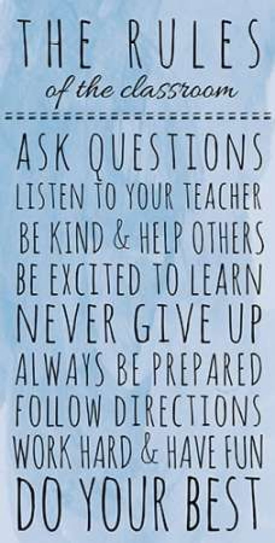 Blue Rules of the Classroom Canvas Art - Anna Quach (24 x 48)