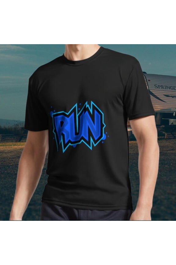 Blue Run Active Logo T-Shirt Funny Size S to 5XL