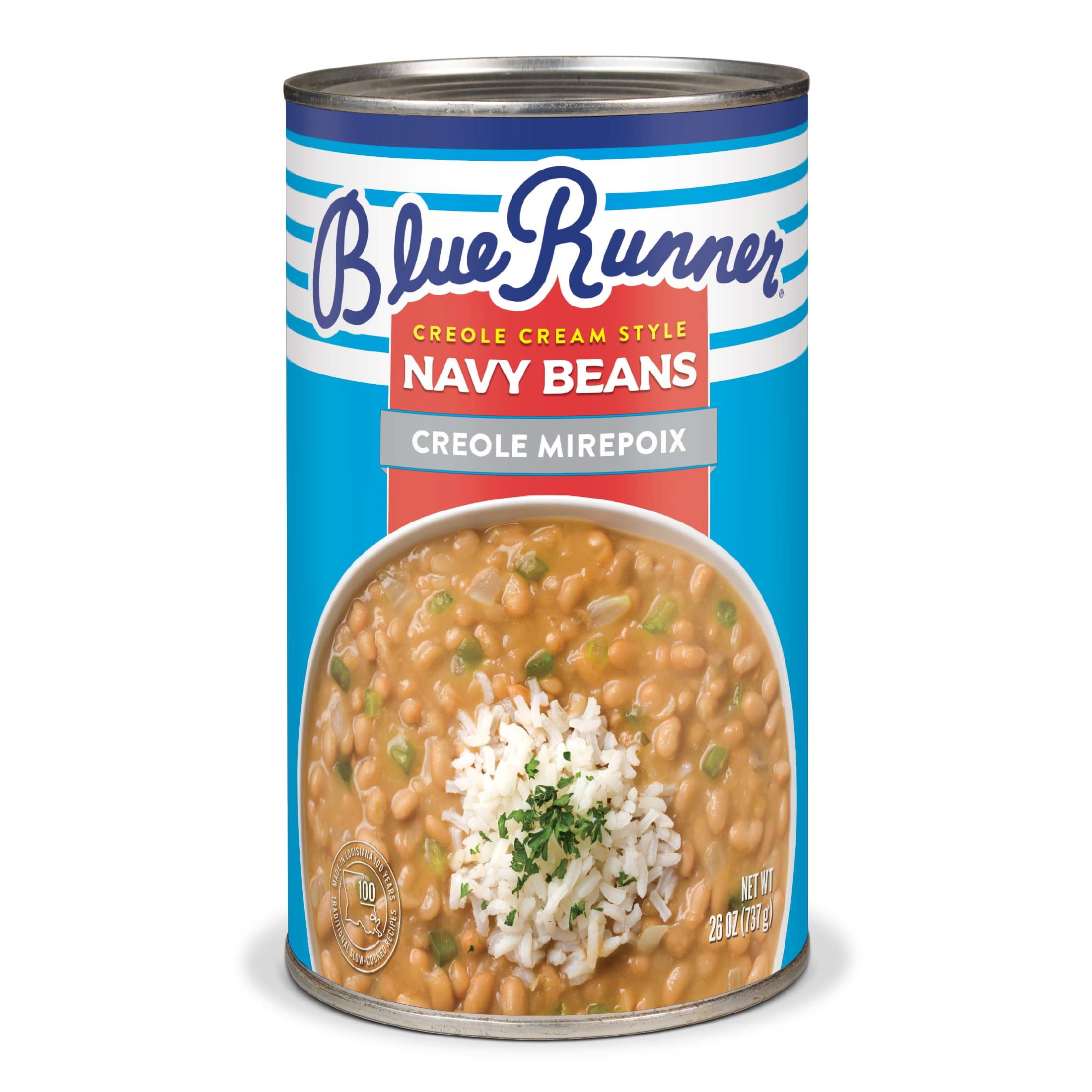 Blue Runner Creole Cream Style Navy Beans with Creole Mirepoix, 26 oz Can, Heat and Serve