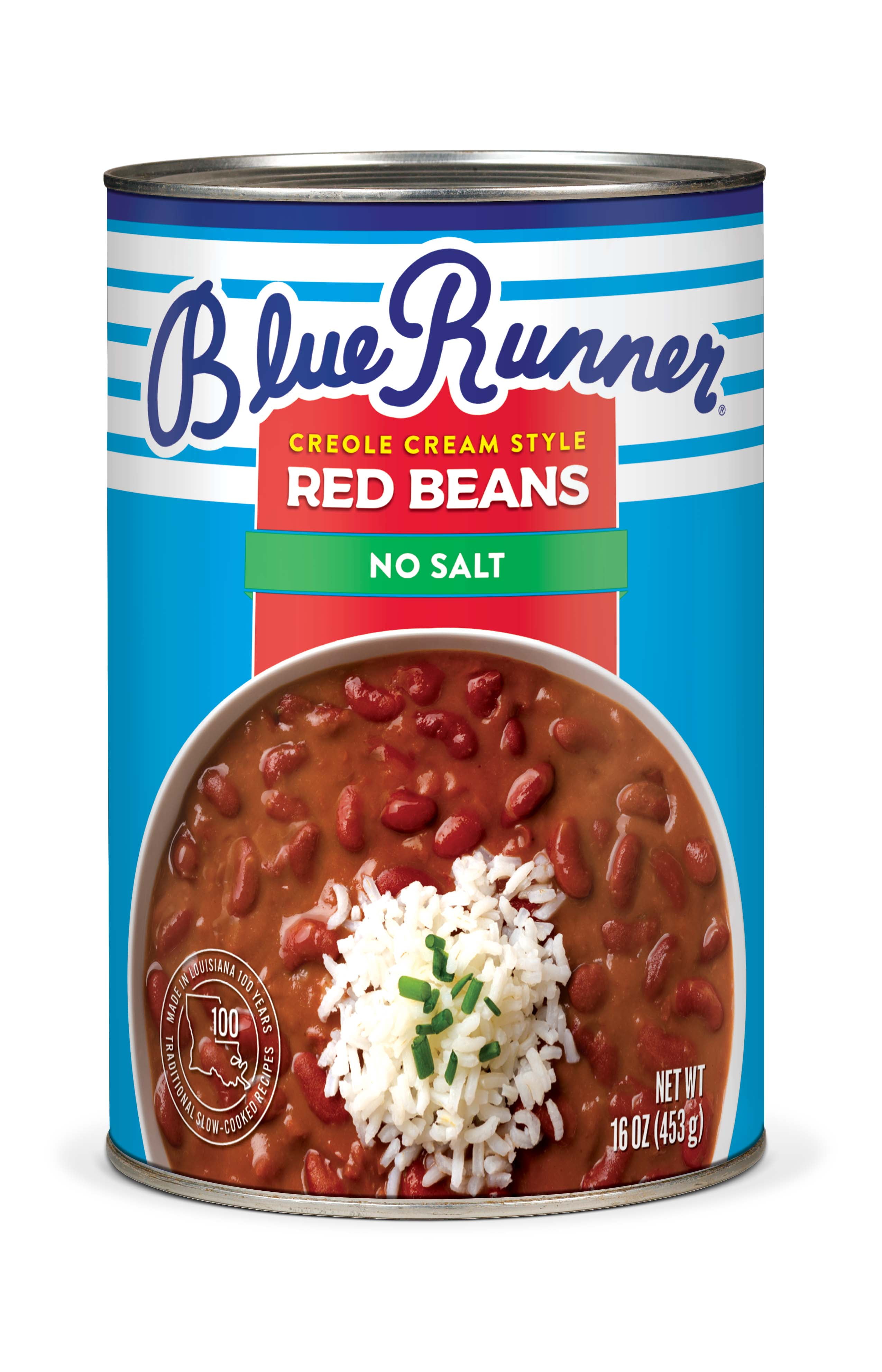 Blue Runner Creole Cream Style Red Beans, No Salt Added, 16 oz Can, Heat  and Serve 