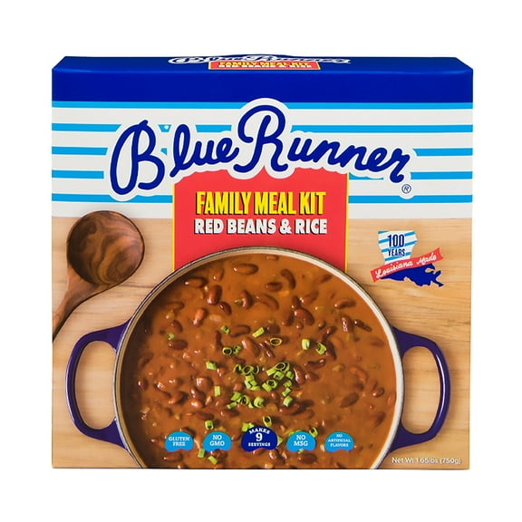 Blue Runner Foods Family Meal Kit, Red Beans & Rice, Box Kit, 9 Servings
