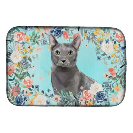 Blue Russian Spring Flowers Dish Drying Mat
