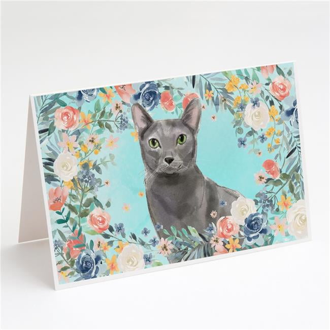Blue Russian Spring Flowers Greeting Cards & Envelopes - Pack of 8
