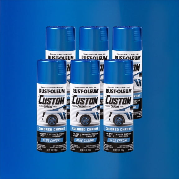 6 Pack, Blue, Rust-Oleum Automotive Custom Chrome Gloss Spray Paint-340457, 10 oz