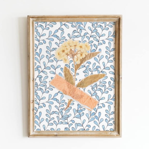 Blue Rust Vintage Floral Baby'S Breath Print, Trendy Decor, Abstract Vintage Painting, English Garden Wall Art, Modern Wall Decor For Living Room, 12x18 UNFRAMED