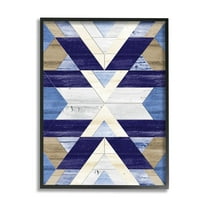 Blue Rustic Aztec Pattern Abstract Graphic Art Black Framed Art Print Wall Art