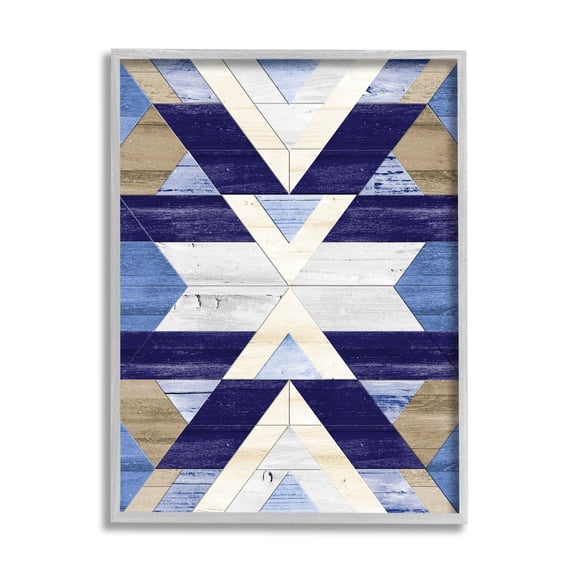 Blue Rustic Aztec Pattern Abstract Graphic Art Gray Framed Art Print Wall Art