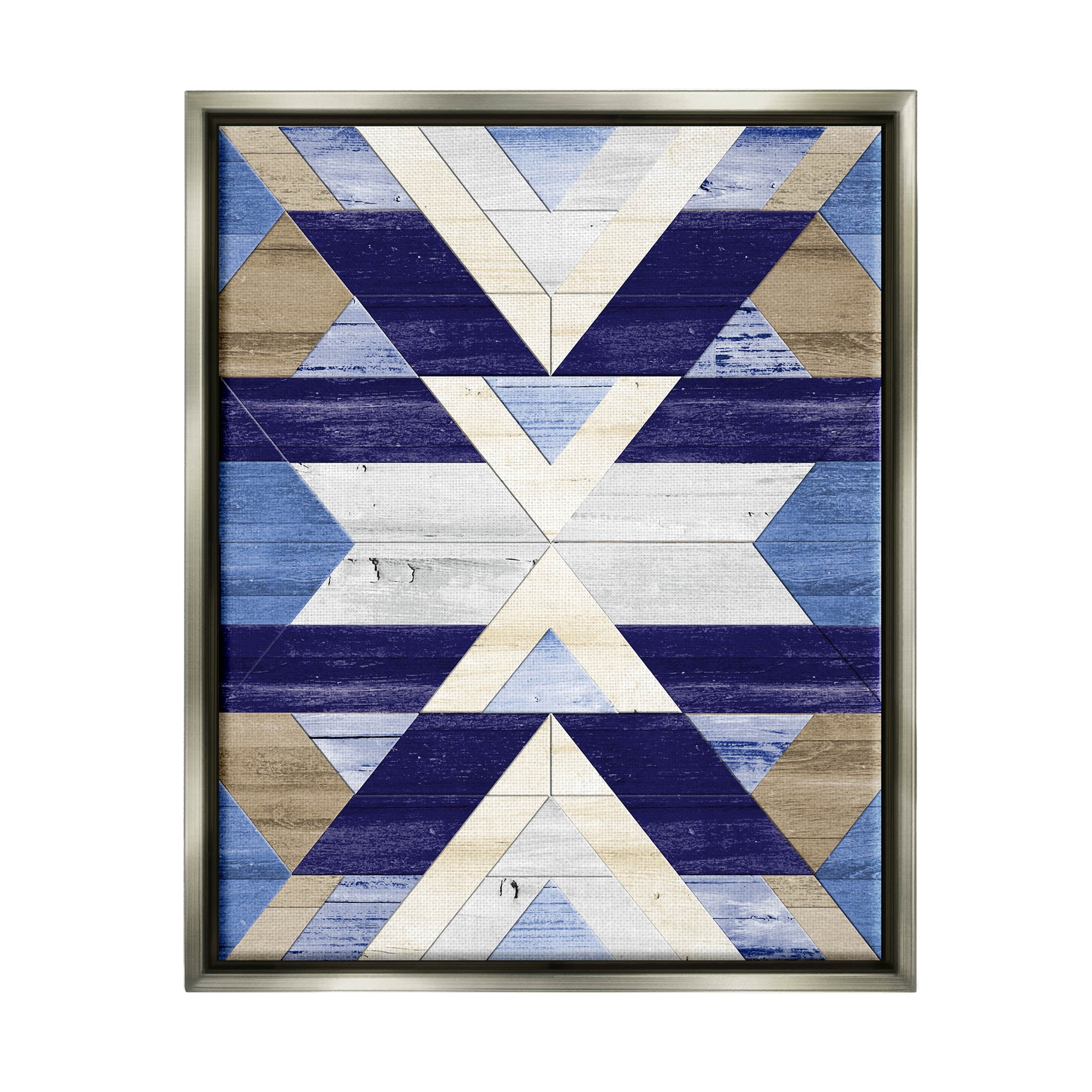 Blue Rustic Aztec Pattern Abstract Graphic Art Luster Gray Framed Art Print Wall Art