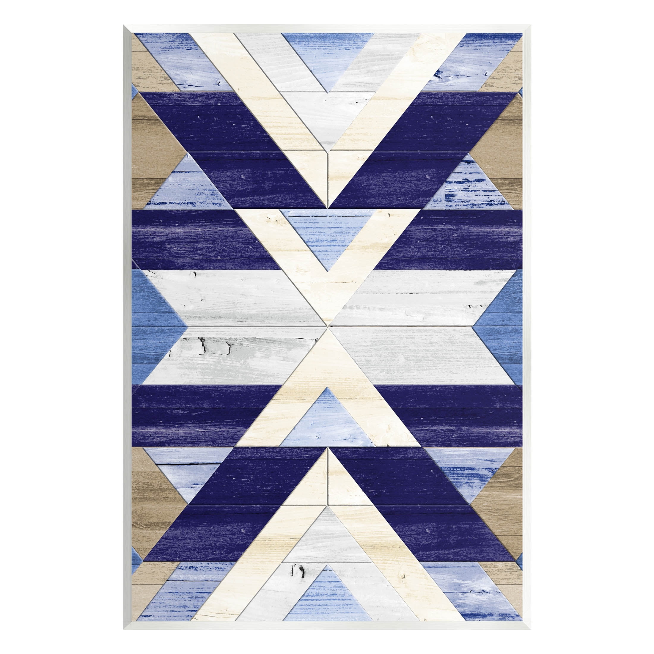 Blue Rustic Aztec Pattern Wood Wall Art