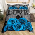 thumbnail image 1 of Blue Rustic Rose Floral Bedding Set Women Twin,Valentine'S Day Duvet Cover Blue Black Romantic Flower Comforter Cover Pastoral Country Bedspread Cover Retro Aesthetics Room Decor Zipper, 1 of 5