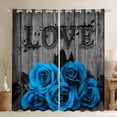 thumbnail image 1 of Blue Rustic Rose Floral 30%-50% Blackout Curtains 38"Wx45"L,Valentine'S Day Window Curtains Blue Black Romantic Flower Window Curtains Pastoral Garden Window Treatments 2 Panels Aesthetics Room Decor, 1 of 6