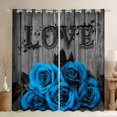 thumbnail image 1 of Blue Rustic Rose Floral Blackout Curtains 52"Wx63"L,Valentine'S Day Window Curtains Blue Black Romantic Flower Window Curtains Pastoral Garden Window Treatments 2 Panels Aesthetics Room Decor, 1 of 6