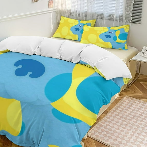 Blue'S Clues 3 Pieces Duvet Cover Set, Soft Bedding Comforter Cover Set with Zipper Closure, 1 Duvet Cover And 2 Pillowcases for Bedroom All Season