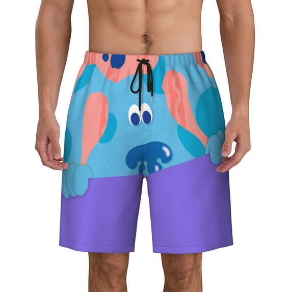 Blue'S Clues Mens Swim Trunks Quick Dry Board Shorts with Mesh Lining, Hawaii Beach Shorts Swimwear Bathing Suits