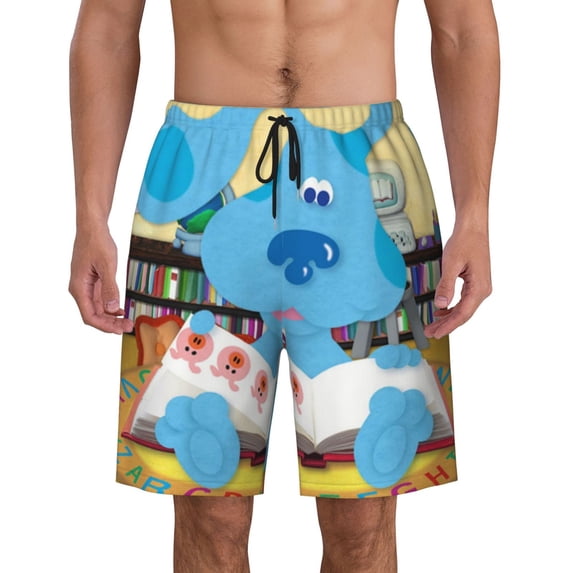 Blue'S Clues Mens Swim Trunks Quick Dry Board Shorts with Mesh Lining, Hawaii Beach Shorts Swimwear Bathing Suits