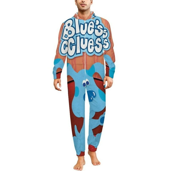 Blue'S Clues Women Men Pajamas Zipper Onesie Jumpsuit Hooded One Piece Sleepwear
