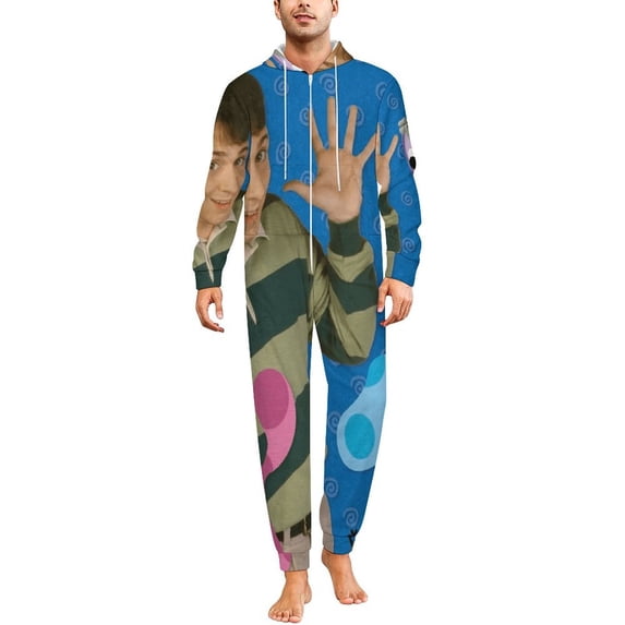 Blue'S Clues Women Men Pajamas Zipper Onesie Jumpsuit Hooded One Piece Sleepwear
