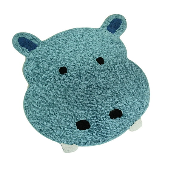Blue Safari Hippo Plush 100% Cotton Bath Rug 26 X 25 Inch