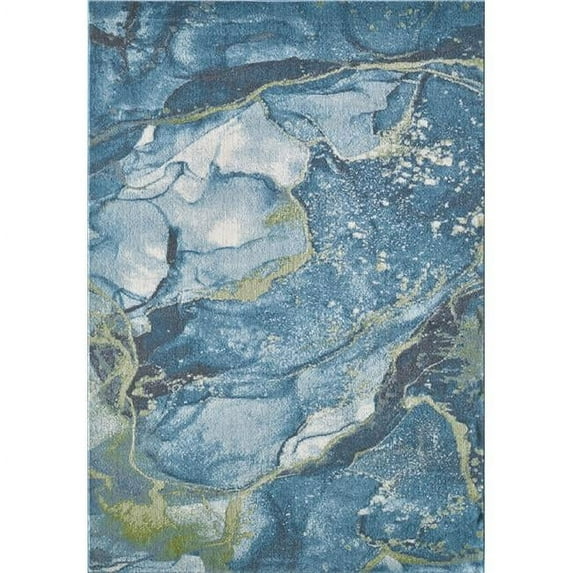 Blue & Sage Abstract Stone Modern Area Rug - Teal - 3 x 5 ft.