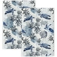 thumbnail image 1 of Blue Sage Green Block Print Spring Floral Kitchen Towels Vintage Flower Dish Towels, 16x24 Inch Farmhouse Summer Holiday Decoration Absorbent Hand Towels for Kitchen Drying Decor Set of 2, 1 of 4