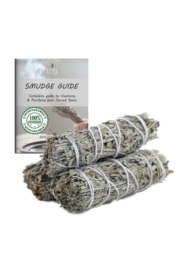Blue Sage Smudge Sticks Pack of 3 Bundles & Smudge Guide